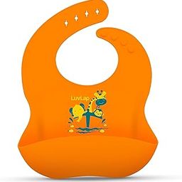 LuvLap Silicone Baby Bib for Feeding & Weaning Babies & Toddlers, Waterproof, Washable & Reusable, Non Messy Easy Cleaning, No Bad Odour, Adjustable Neckline with Buttons (Orange)-28