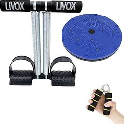 LIVOX Double Spring Tummy Trimmer, Tummy Twister and Hand Gripper Gym Equipment Set Home Workout Combo Men and Women, Pack of 3-12