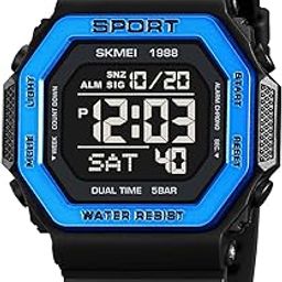 Young Men Casual Design Watch Digital Display Black-Blue Dial ABS Men's TPU Black Color Stylish Band Water-Resistant & Scratch-Resistant-1988-image-49