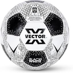 Vector X 32 Panel Black & White Rubberized Hand Stitched Indoor/Outdoor Football with Latex Bladder, Black/White, Size 5, Suitable for Match and Training for Adults 15+ Years-image-49