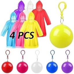 Pocket Size Disposable for Men and Women Ball Shaped raincoat Assorted Mixed Color | Pocket Emergency Waterproof Rain Poncho Transparent raincoat Adjustable Hood Outdoor (PACK OF 4)-image-36
