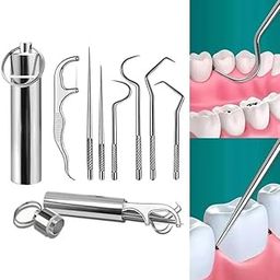 SNEHMURTI 7 in 1 Teeth Braces Cleaner Kit, Dental Floss Toothpicks Set with Case, Portable Dental Floss Picks for Teeth Cleaner, Stainless Steel Tooth Cleaning Stick for Clean Teeth & Fresh Breath-image-87
