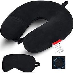 TrendTryst U Shape Neck Pillow Travelling headrest, with Eye mask Neck Pillow (Black)-37