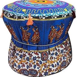 POSHMANDALA Embroidery Work Bamboo Mudda Cover Muddy Stool Ottaman Pouffes Patio Chair Footstools Cover Size 17x18 Inches Set of 1 Pieces (ONLY Cover)-image-79