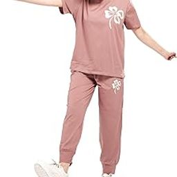 Printed Round Neck Half Sleeves Co-ord Set Tracksuit for Women 3427-image-90