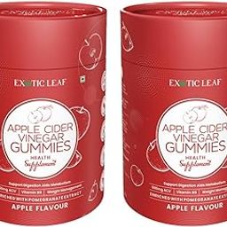 EXOTIC LEAF Apple Cider Vinegar Gummies, For Weight Management, Support Digestion and Metabolism, Enriched with Pomegranate Extract, 60 Gummies - Pack of 2-96