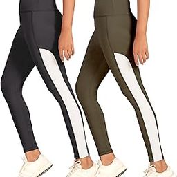 High Waist Side Stripe Track Pant for Womens, Polyester Blend, Workout Leggings, Yoga Pant, Pack of 2-image-58