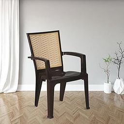 Nilkamal Mid Back Chair with Arm CHR2226 | Chair for Living Room, Bed Room, Kitchen, Office Room, Outdoor | 100% Polypropylene Stackable Chair | (Rust Brown & Biscuit)-image-96