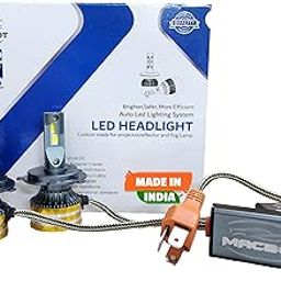 MACBOT H4/H19 Type LED Headlight Bulb 160 Watt M80-H4, with 2-Year Replacement Warranty - Made in India for Cars (80 Watt Each Bulb) Super Bright White Light, Easy Installation-0
