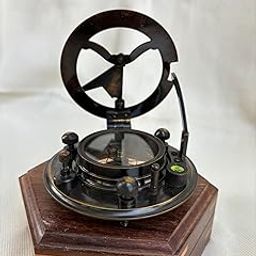 Antique Brass 3" Sundial Compass with Wooden Box Direction Finder for Hiking Camping Working Compass-11