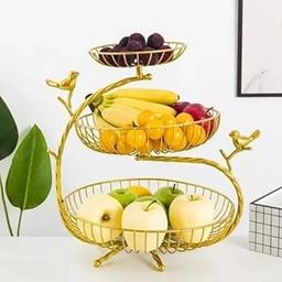CHROMIX 3 Tier Fruit & Vegetables Organizer for Home & Kitchen | Multipurpose Metal Iron Fruits and Vegetables Basket | Modern Multi-use Fruits & Vegetable Rack Organizers (3 Tier fruit vegertable)-image-98