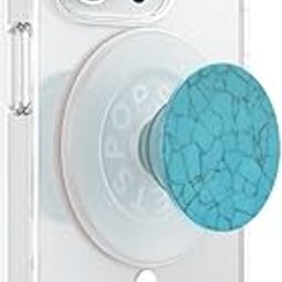 PopSockets Round Phone Grip Compatible with MagSafe, Adapter Ring Included, Phone Holder, Wireless Charging Compatible - Acetate Turquoise-49