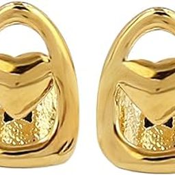 18k 2 Pcs Single Top Hollow Heart Shaped Mouth Teeth Grills Caps Gold-image-37