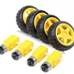 ElectroSys 4 Duel Shaft Bo Motor 150 Rpm With Wheel, Black and Yellow DC Electric Motor 3-6V Dual Shaft Geared TT Magnetic Gearbox Engine with Toy Car Tire Wheel (4 Wheels and 4 Gear Motor)-27