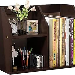UniShop Free Standing Open Book Shelves for Desk - Perfect for Office & Home (Wenge)-picture-0