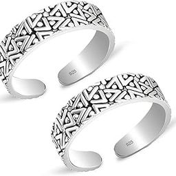 Toe Rings for Women | BIS Hallmarked Oxidised 925 Sterling Silver 3D V-Design Toe Ring | Hypoallergenic Adjustable Open Rings for Women | Women's Foot Jewelry for Summer-16