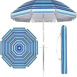 Peng General 6.5ft Beach Umbrella Sand Umbrella with Anchor, Windproof Portable Beach Umbrella with Carry Bag for Beach, Patio, Garden Outdoor, Blue-image-36