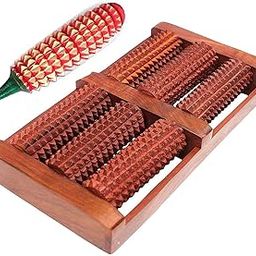 CraftsCollectionStore Crafts Collection Store Wooden Foot Massager Acupressure and Pain Relief 6 Roll/Feet Massager 6 Roller Stress Acupressure (Brown) With Karela for Hand and Fingers-image-53