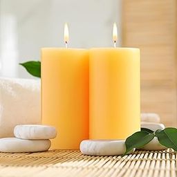 IRIS Wax Homefragrances Pack Of 2 Peach Pomogranate Fragrance Pillar Candles- 160G Each- 2"X 4" (Mango Sorbet)-38