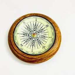 Half Moon Nautical Wooden Compass with Optical Solid Lens | Desk Paperweight & Vintage Decor | Handmade Maritime Gift | Functional Brass Compass with Rose Dial for Office or Gifting-image-91