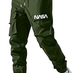 NASA Logo Cargo Jogger Pants, Loose Fit, Multi-Pocket Design, Available in Black/Airforce/Green/Grey/Dark Grey-image-13