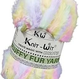 Crochet Soft Fluffy Fur Yarn, Chunky Polyester Plush Fur Eyelash for Crocheting Knitting Blanket Rug Sweater Scarf Hat Bear Craft- 100 GMS (Rainbow)-image-50
