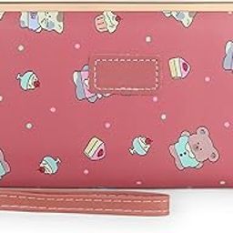 Cute Purple Cartoon Animal Wallet for Women & Girls | Stylish PU Leather Long Clutch Purse with Wrist Strap | Adorable Bunny Cat Cupcake Print Fashion Wallet-13