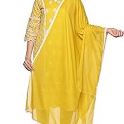 Women's Cotton Embroidered With Lace & Solid Colour Full Straight Kurta Pant With Dupatta Sets-22