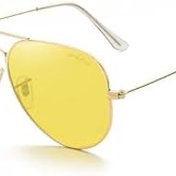 x Intellilens Polarized Riding Glasses | Day Night Vision, Anti Glare HD Outdoor Accessories | Unisex | Yellow Scratch & Dust Resistant Lenses | Aviator | Medium-image-5