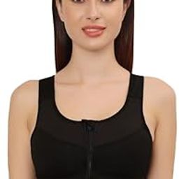 Women's Sports Bra | Wirefree Full Coverage Sports Bra | High Impact Racerback Design with Front Zip & Removable Pads | Sports Bra for Gym, Yoga, Fitness Workouts Size: S-5XL-image-17