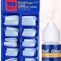 generic Artificial Nails Set, Women/Girls, White Acrylic False Nails with Glue, (Pack of 100)-picture-2