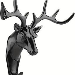 classic-hub Deer Key Holder Deer Head Shape Antique Plastic Key Holder Wall Mounted for Home Office Self Adhesive Multipurpose Wall & Door Hook/Hanger for Bags, Keys,(Black,Pack of 1)-26