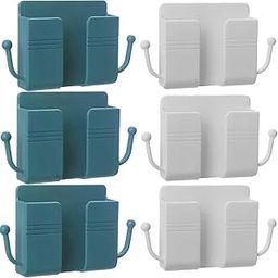 OIVO INDIA Wall Charger Hook Mobile Phone Holder Universal Cellphone Hanging Bracket Hooks Charging Dock Stand (Blue & White, Combo of 6)-25