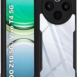 TheGiftKart ShockProof Crystal Clear Back Cover Case for iQOO Z10 5G / Vivo T4 5G | 360 Degree Protection | Protective Design | Transparent Back Case for iQOO Z10 / Vivo T4 5G (PC & TPU, Black Bumper)-image-52