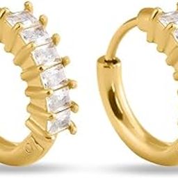 Gold Stone Studded Hoop Earring for Women - Gift for Girls & Women | Waterproof & Anti-Tarnish Earrings-image-5