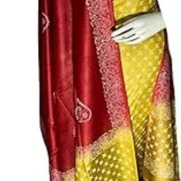 Womens Katan Slub Silk suit Double colour Hand Block khari Print unstitched Salwar suit Dress Material Top 2.5 mtr,Bottom 2.5mtr & Dupatta 2.5mtr (AS232)-image-9