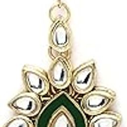 Traditional Gold Plated Green Beads Kundan Maang-Tikka for Women-15