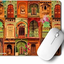 Fatfatiya Rajasthani Royal Doors Graphic Mouse Pad, Non-Slip Rubber Base Mousepad for Laptop, Computer & PC, 9×7.5 in - Enhanced Precision, Ergonomic Comfort, Ideal for Gaming & Office (Multicolor)-image-10