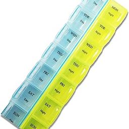 Pill Medicine Organizer Reminder Storage Box 7 Days, 2 Layer Daily Planner Portable Travel Container Moisture-Proof Compartments tablet box for medicine | Plastic-24