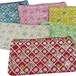 Embroidery Potli Pouches With Zipper For Ladies in Bulk for Bridal Giveaways Ladies Baby Shower Shagun Purse Gifting Mehandi,Haldi Wedding Return Gift for Women Wholesale-image-24