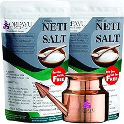 OREAYU Neti Salt for Jala Neti Yoga with 300ml Copper jala Neti pot 450g +450g-image-4