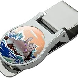 Waving Manatee Mermaid On Rocks And Waves Funny Satin Chrome Plated Metal Money Clip-image-4