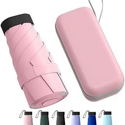 DHRUVINE Travel Mini Folding Compact Umbrella with Case, Manual Open 6 Ribs Lightweight Portable, Small Sun & Rain Pocket Umbrella for Girls and Women- Use in Rain & Summer-12