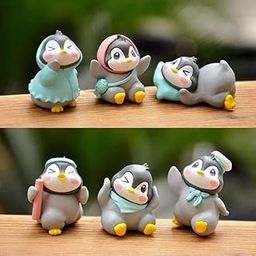 SATYAM KRAFT 1 Set (Pack of 6) Cute Penguin Miniature Figurines | Adorable Showpiece for Home, Bedroom, Office, Table, Car Dashboard | Gift & Festive Décor (Multicolor)-26