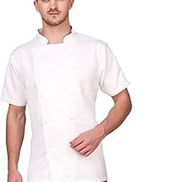 Kodenipr Club Traditional Chef Coat, Detachable Button, Half Sleeves, Poly/Cotton, (White, Medium(38()-picture-23