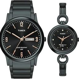 Unisex Pairs Round Black Dial Analog Watch - TW00PR264, Band: Black-13