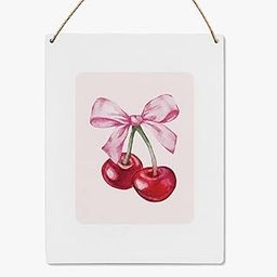 UYIKG Coquette Preppy Room Decor, Coquette Wall Art Wood Hanging Sign, Pink Bow Cherry Coquette Wall Decor for Girls Bedroom Dorm Wooden Slogan Hanging Sign 8x10 Inch 218-TY-MGP-CherryBow-image-14