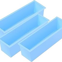 Meufilho 3 Pcs Rectangle soap loaf Mold for soap Making Silicone soap Mold Reusable Flexible Washable soap Mold for Handmade soap Making DIY Tools Capacity : Upto 1.2 Kg ,size : 25.3 x 7 x 7.3 Cm, Multicolour (set of 3)-0