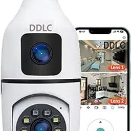 DDLC Dual Lens Wireless Smart Home Security WiFi Camera with Angle Adjustable Holder | 2 Megapixel Each Lens (Fixed & PTZ) | App Control, Color | max 128gb sd Card Support (Dual Lens Light Bulb)-3