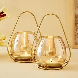 Raga Apurva Set of 2 Glass T-Light Holders-image-0